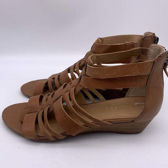 Franco Sarto Uzeta Sandals Cognac Gladiator Wedge Size 8 - Picture 4 of 14